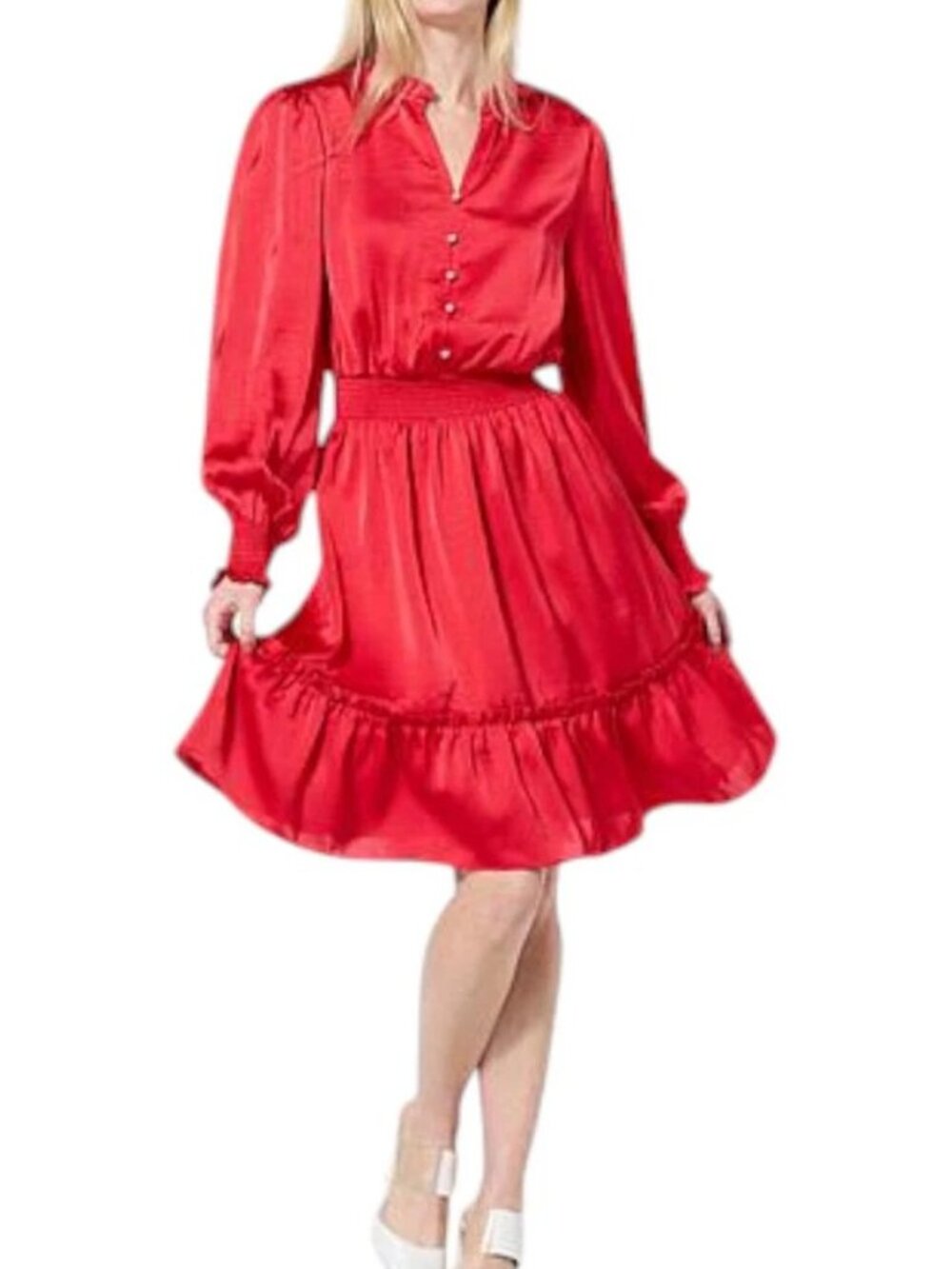 C Wonder by Christian Siriano Red Satin Ruffle Dress Size 2X NWT
